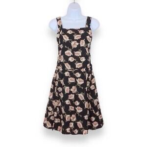 STORIA Black Floral Strappy Sundress size L NWT